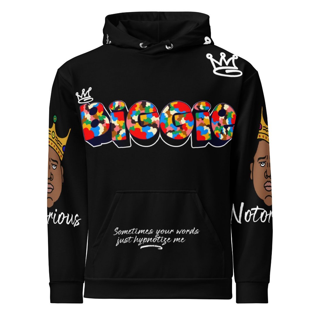 Biggie All Over Print Unisex Hoodie (Black) - Rebel P Customs