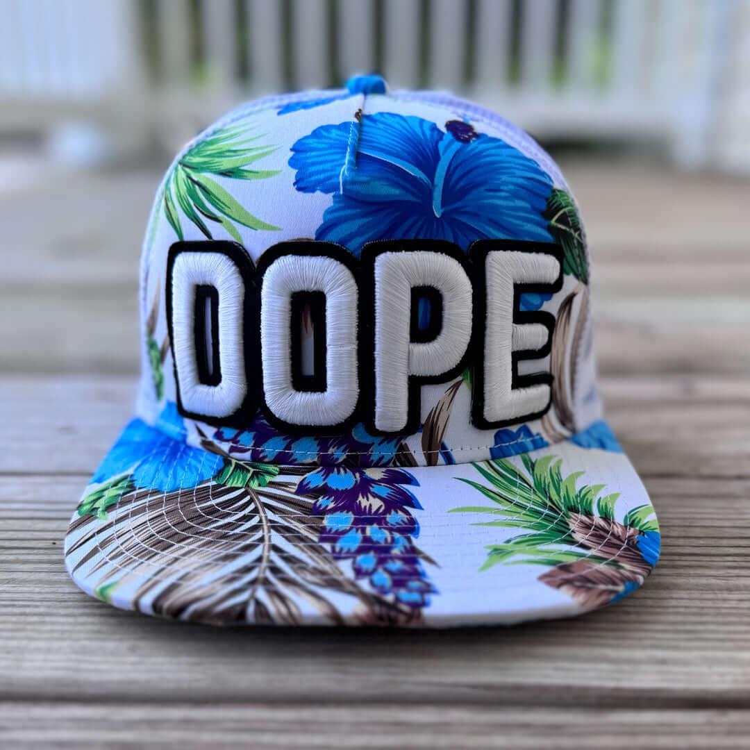 Blue Floral Glow In The Dark Dope Patched Mid - Pro Snapback Trucker Cap - Rebel P Customs