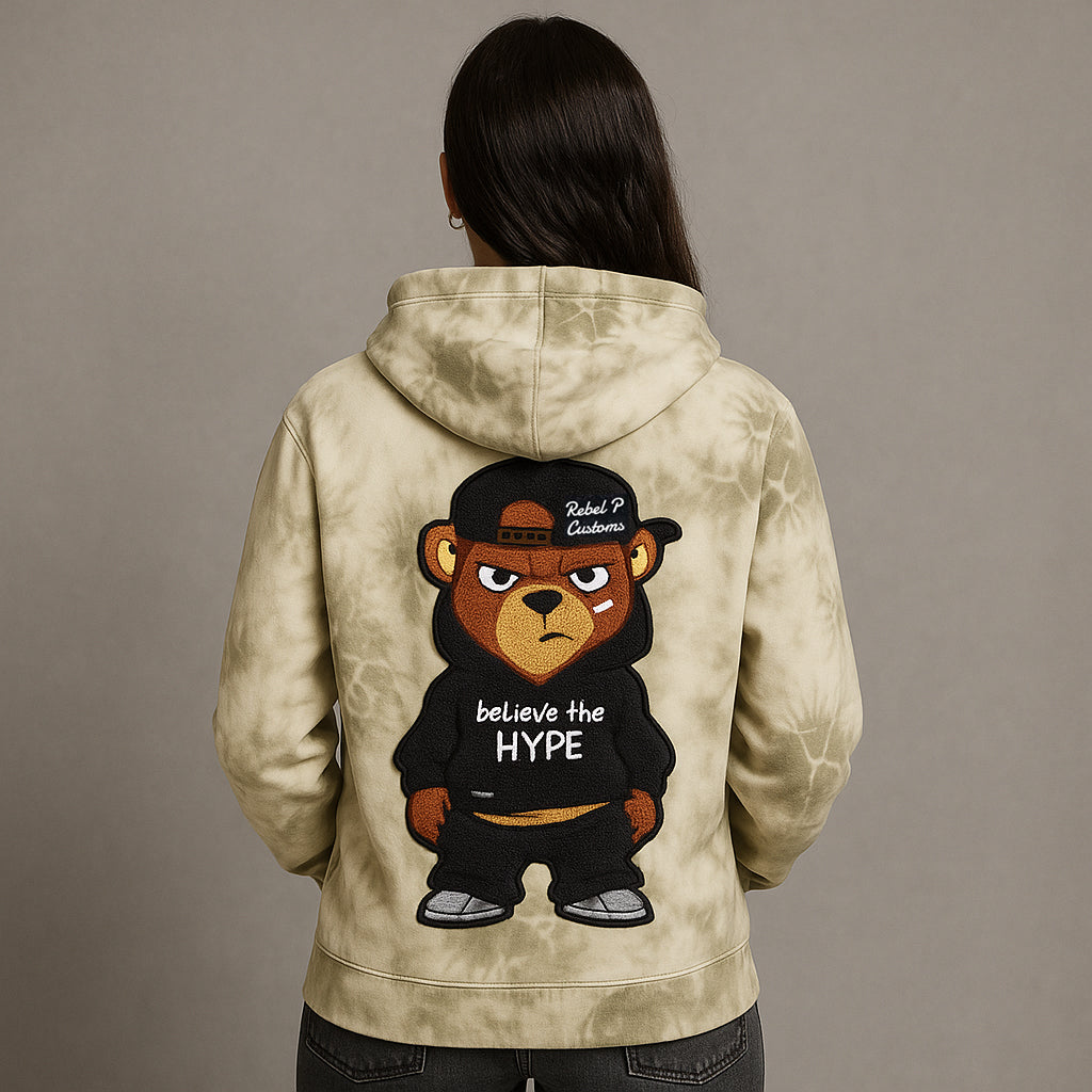 Chenille Believe The Hype Patched Unisex Hoodie