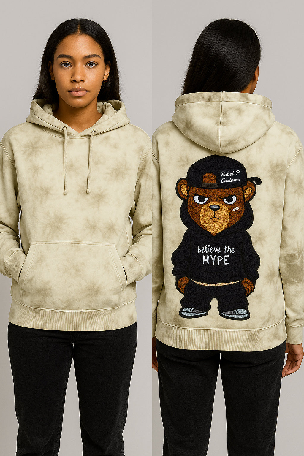 Chenille Believe The Hype Patched Unisex Hoodie
