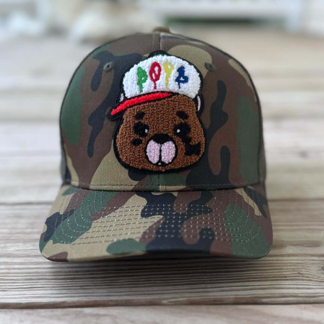 Chenille Dope Bear Camo Patched Hat - Rebel P Customs