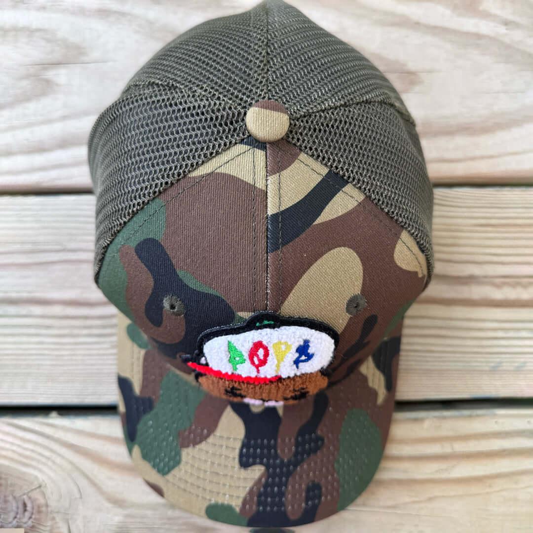 Chenille Dope Bear Camo Patched Hat - Rebel P Customs
