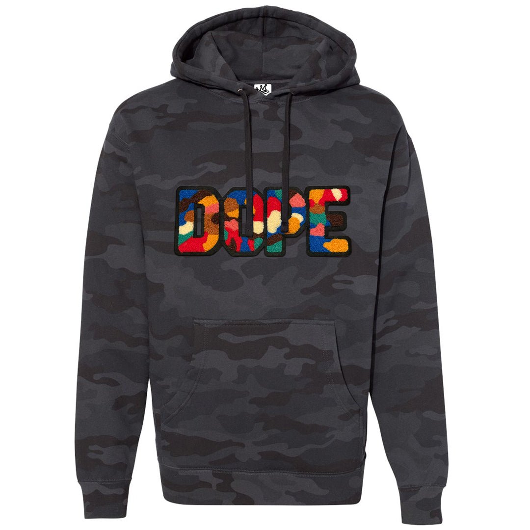 Chenille Dope Black Camo Patched Unisex Hoodie - Rebel P Customs