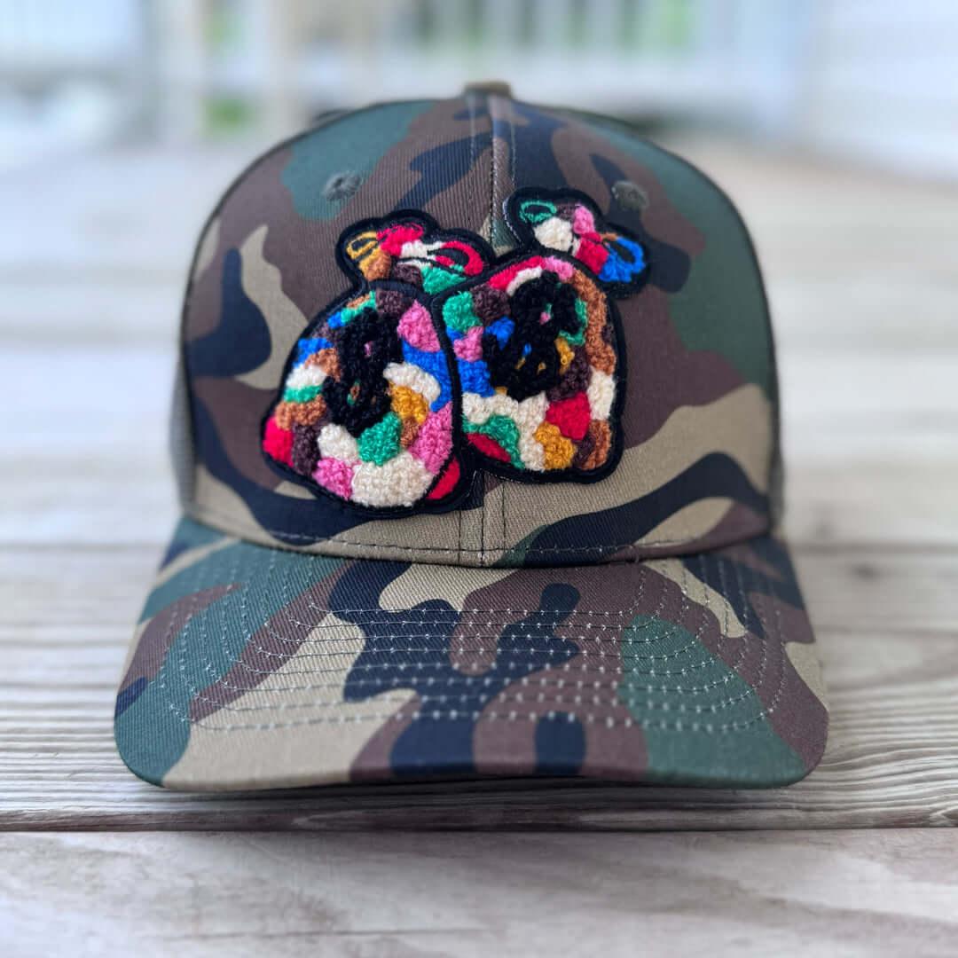 Chenille Money Bag Camo Patched Hat - Rebel P Customs