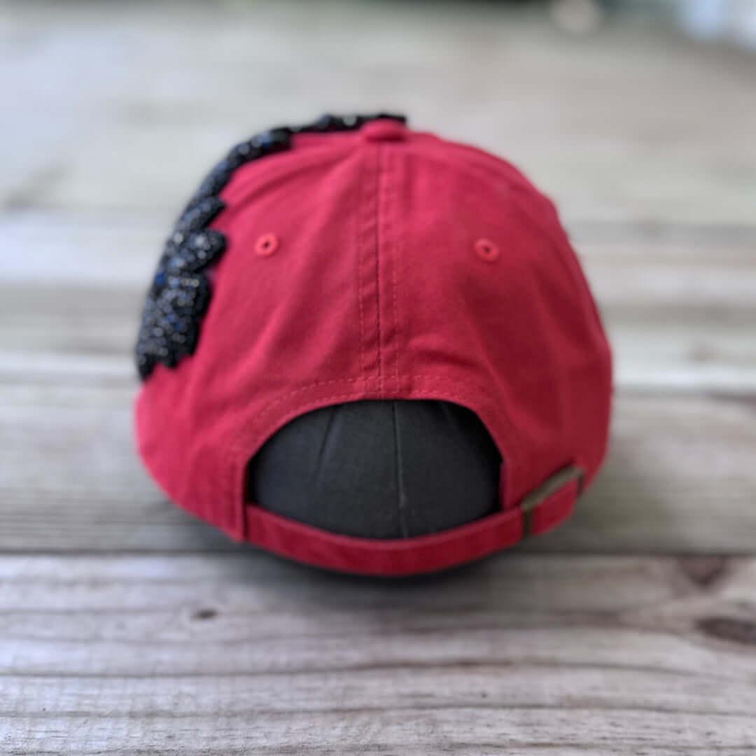 Custom Beaded Black Crystal Applique SF Hat - Rebel P Customs