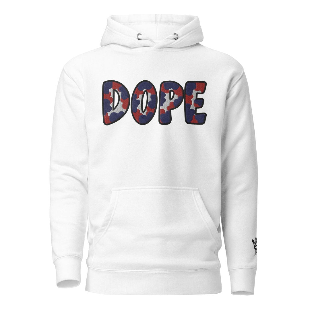 Dope Red White & Blue Patched Unisex Hoodie - Rebel P Customs