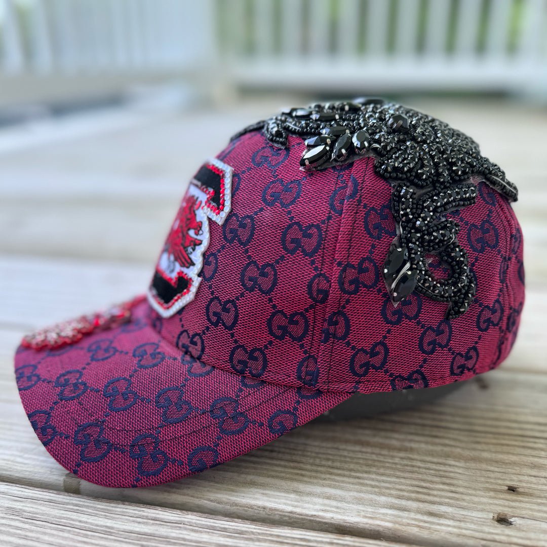 Limited Edition Custom Beaded Multicolor Crystal Applique South Carolina Gamecocks Hat - Rebel P Customs