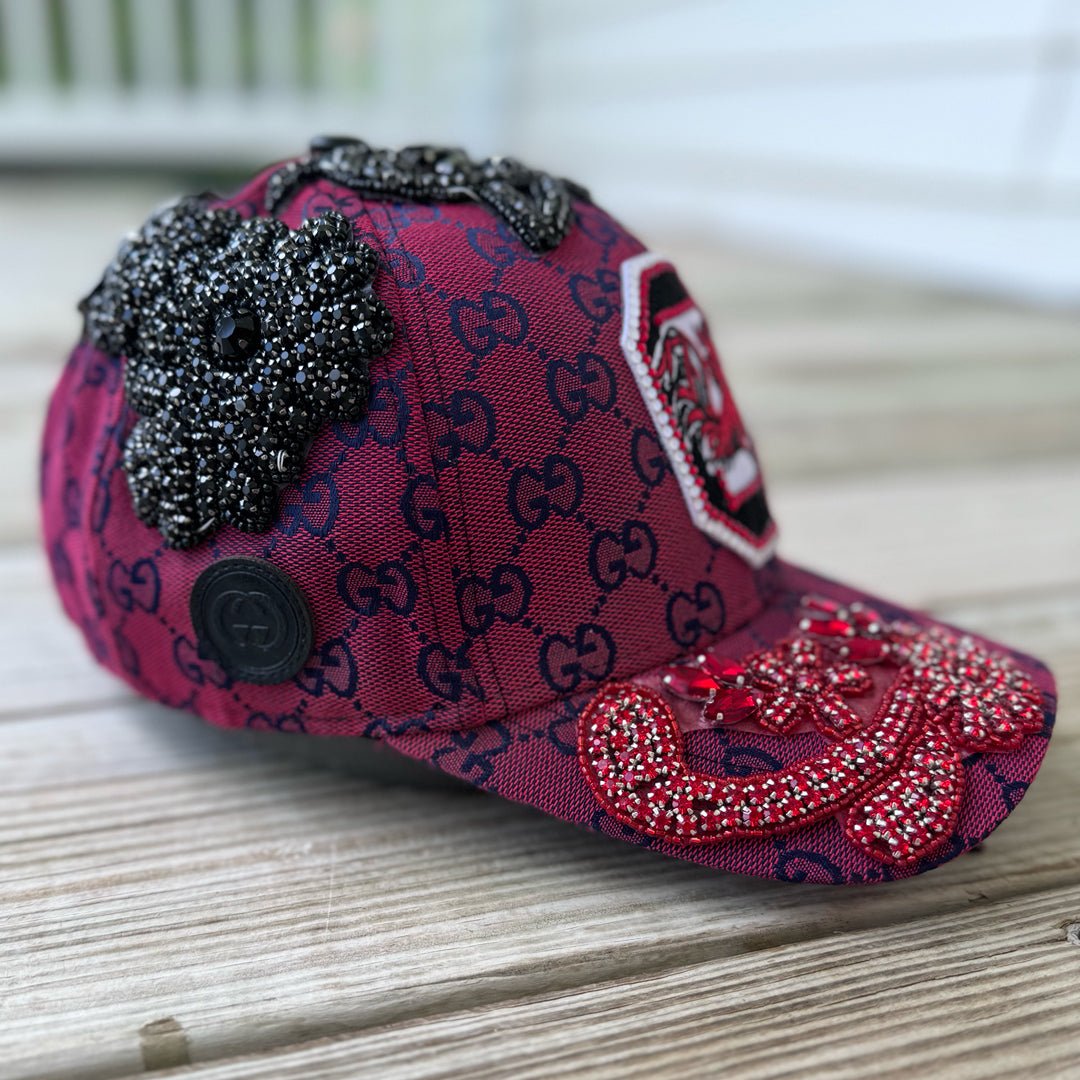 Limited Edition Custom Beaded Multicolor Crystal Applique South Carolina Gamecocks Hat - Rebel P Customs