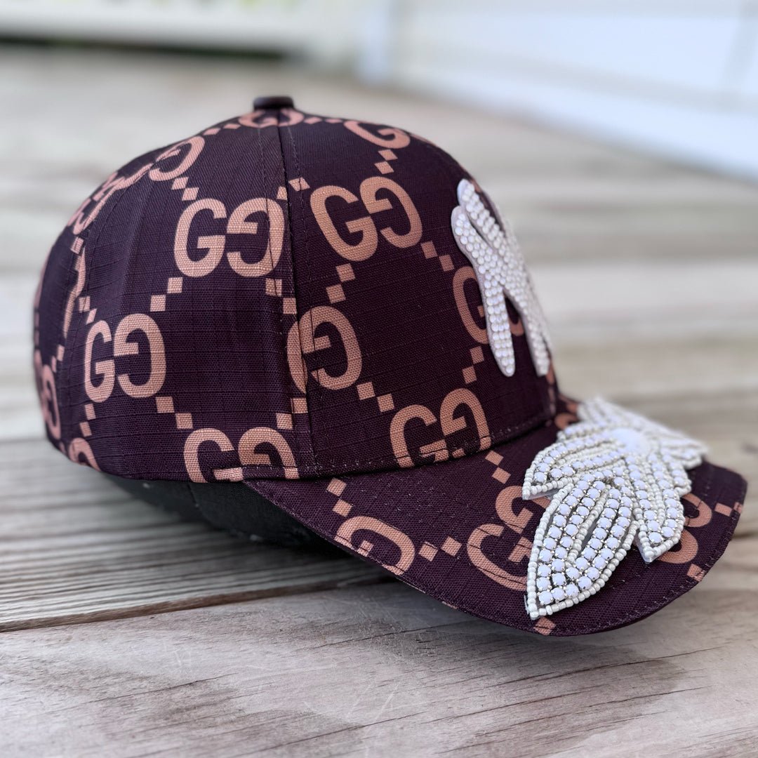 Limited Edition Custom NY White Crystal Applique Hat - Rebel P Customs