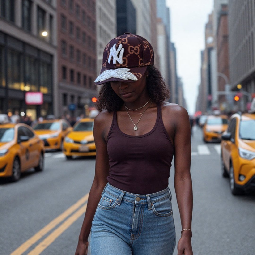 Limited Edition Custom NY White Crystal Applique Hat - Rebel P Customs