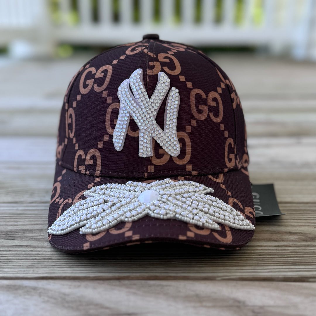 Limited Edition Custom NY White Crystal Applique Hat - Rebel P Customs