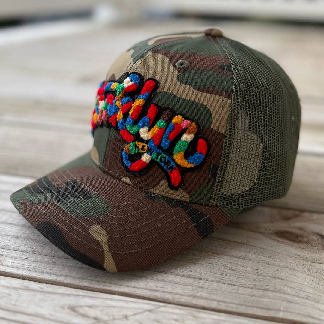 The City Collection Brooklyn Chenille Camo Patched Hat - Rebel P Customs