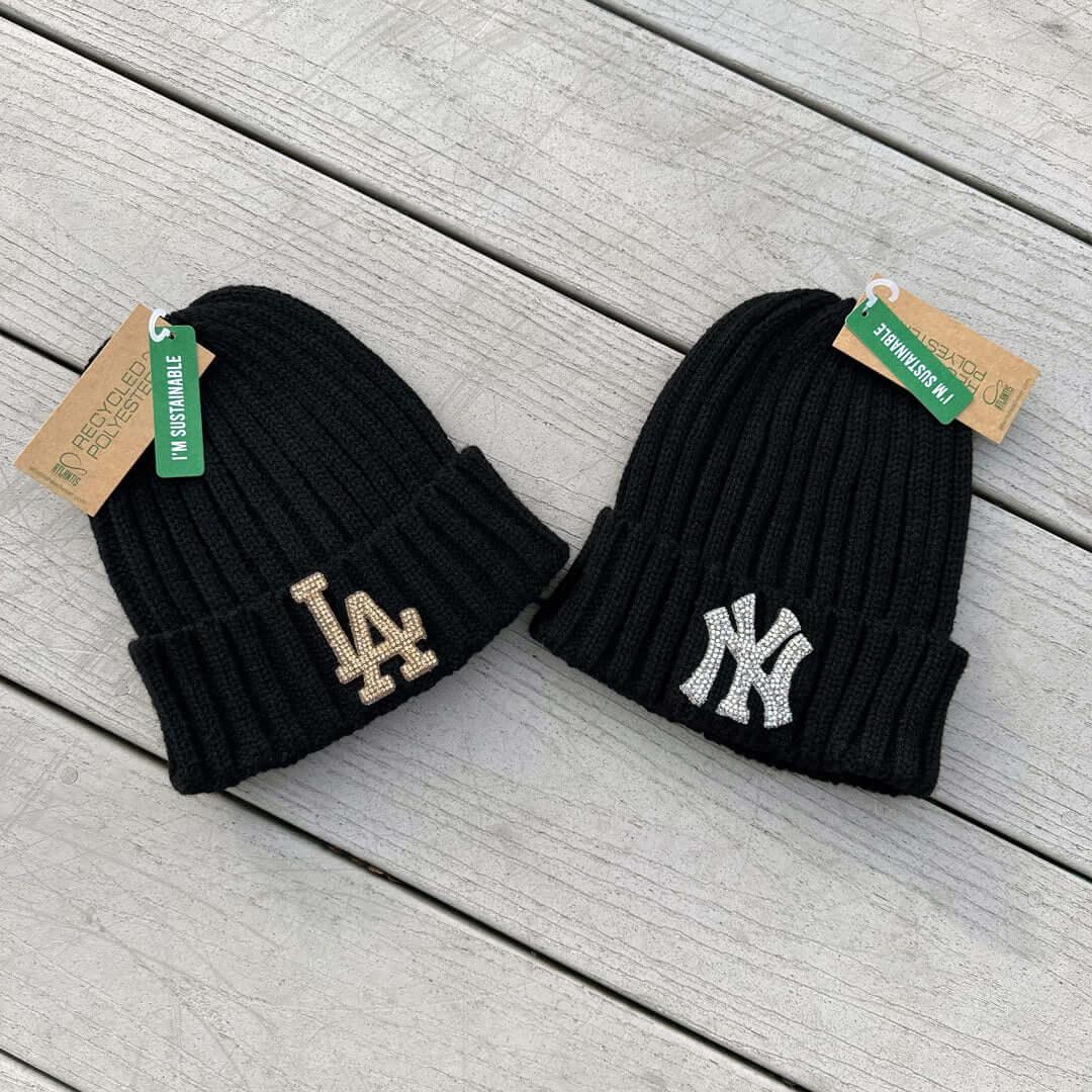 Rhinestone Applique Sustainable Cable Knit Beanie - Rebel P Customs