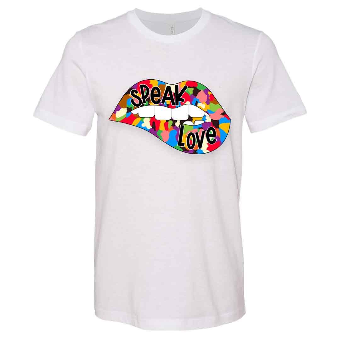 Speak Love Multicolor Unisex Jersey Short Sleeve Tee - Rebel P Customs