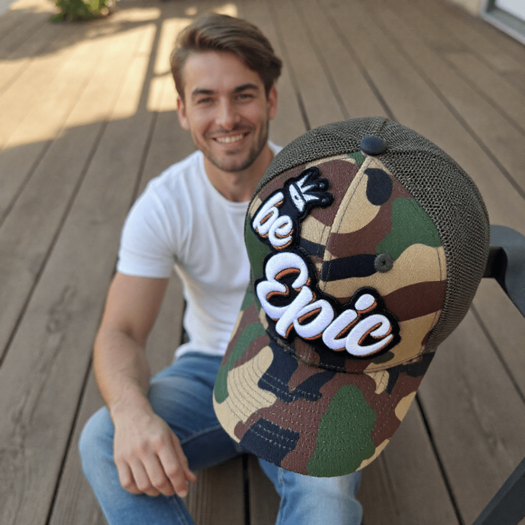 Be Epic Camo Patched Mid - Pro Snapback Trucker Cap - Rebel P Customs