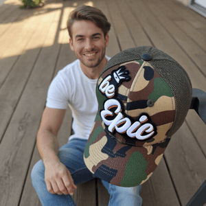 Be Epic Camo Patched Mid - Pro Snapback Trucker Cap - Rebel P Customs