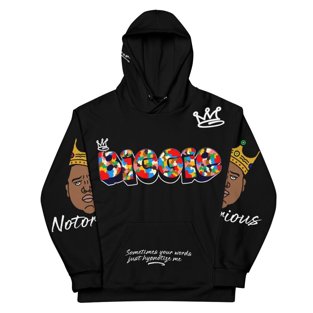 Biggie All Over Print Unisex Hoodie (Black) - Rebel P Customs