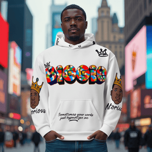 Biggie All Over Print Unisex Hoodie (White) - Rebel P Customs