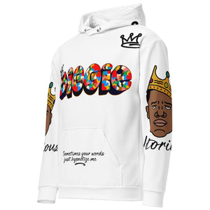 Biggie All Over Print Unisex Hoodie (White) - Rebel P Customs