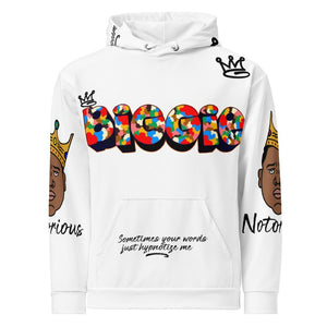 Biggie All Over Print Unisex Hoodie (White) - Rebel P Customs