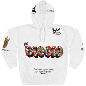 Biggie All Over Print Unisex Hoodie (White) - Rebel P Customs