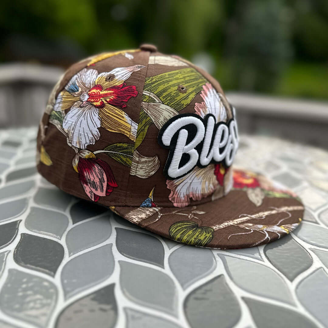 Glow In The Dark Blessed High Crown Snapback Floral Patched Hat