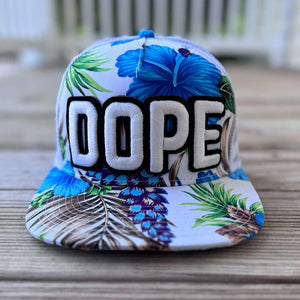 Blue Floral Glow In The Dark Dope Patched Mid - Pro Snapback Trucker Cap - Rebel P Customs