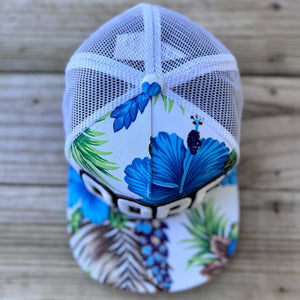 Blue Floral Glow In The Dark Dope Patched Mid - Pro Snapback Trucker Cap - Rebel P Customs
