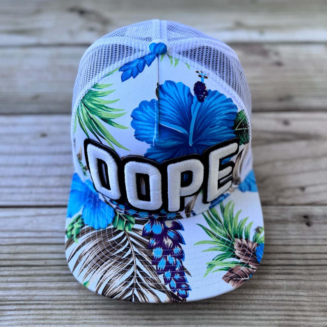 Blue Floral Glow In The Dark Dope Patched Mid - Pro Snapback Trucker Cap - Rebel P Customs
