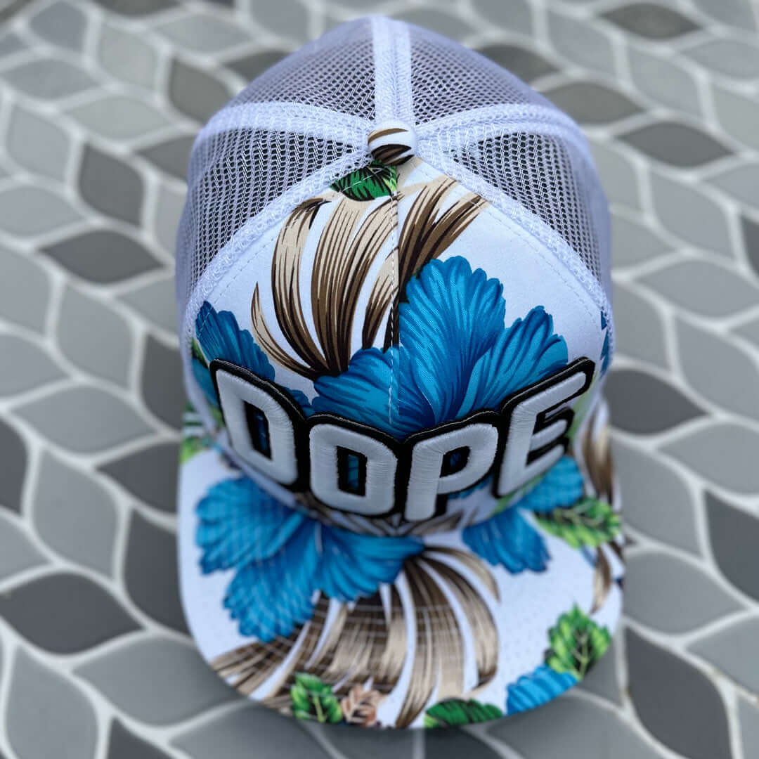 Floral Glow In The Dark Dope Patched Mid-Pro Snapback Trucker Cap
