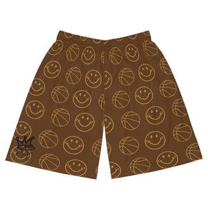 Brown Smiley Unisex Basketball Shorts - Rebel P Customs