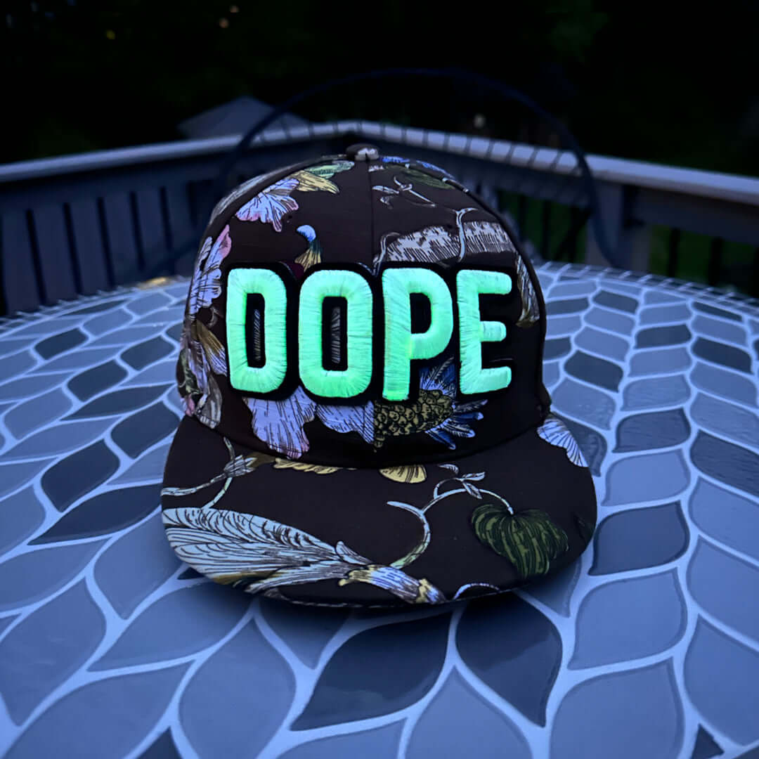 Glow In The Dark Dope High Crown Snapback Patched Hat