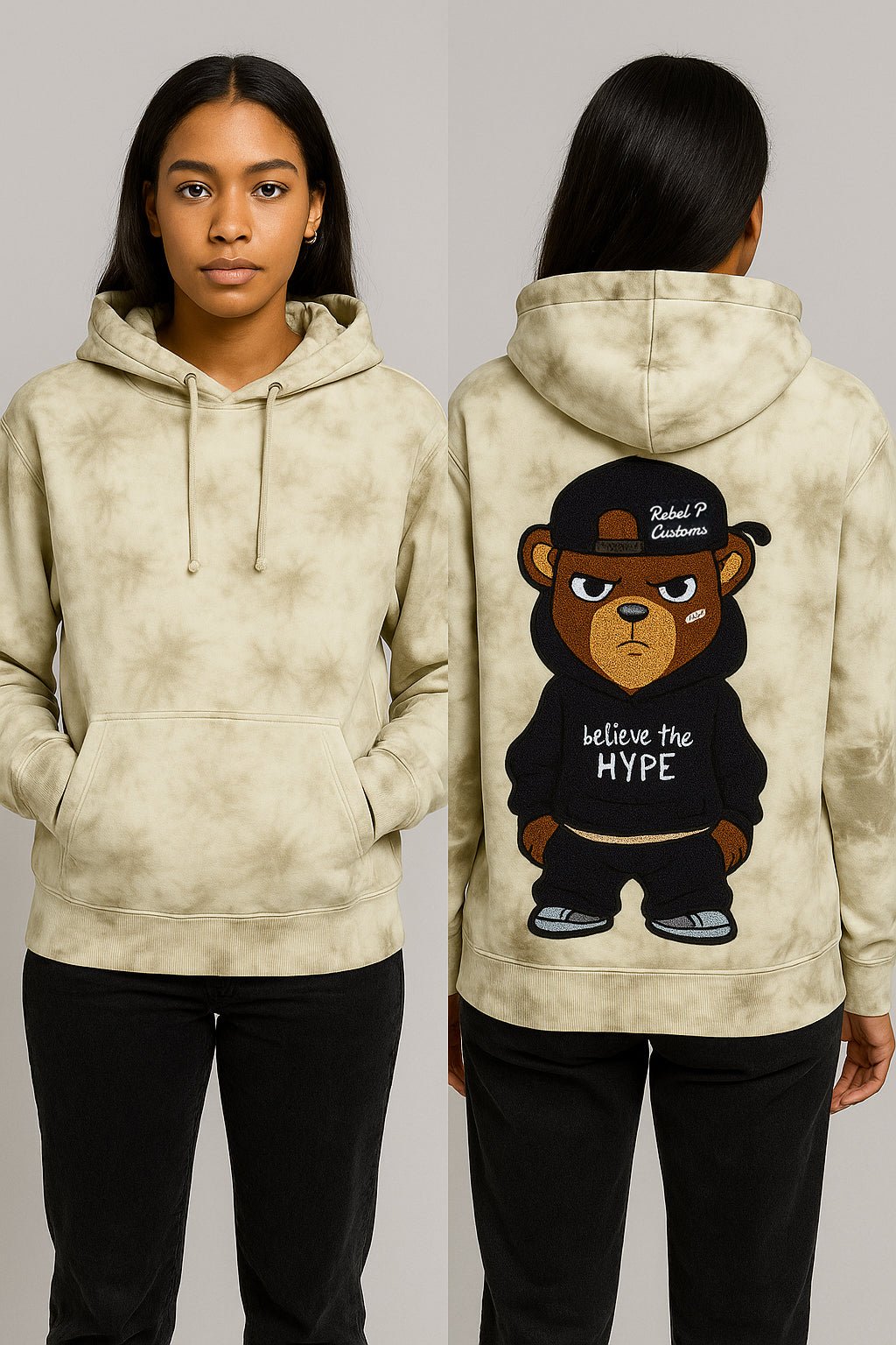 Chenille Believe The Hype Patched Unisex Hoodie - Rebel P Customs