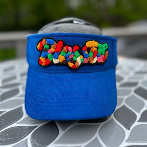 Chenille Blessed Blue Corduroy Patched Visor - Rebel P Customs