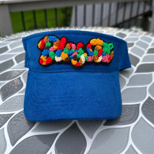 Chenille Blessed Blue Corduroy Patched Visor - Rebel P Customs