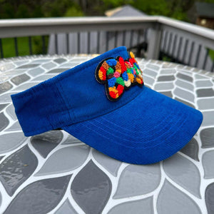 Chenille Blessed Blue Corduroy Patched Visor - Rebel P Customs