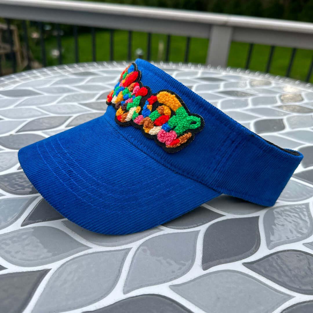 Chenille Blessed Blue Corduroy Patched Visor - Rebel P Customs