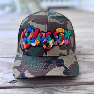 Chenille Blessed Camo Patched Hat - Rebel P Customs