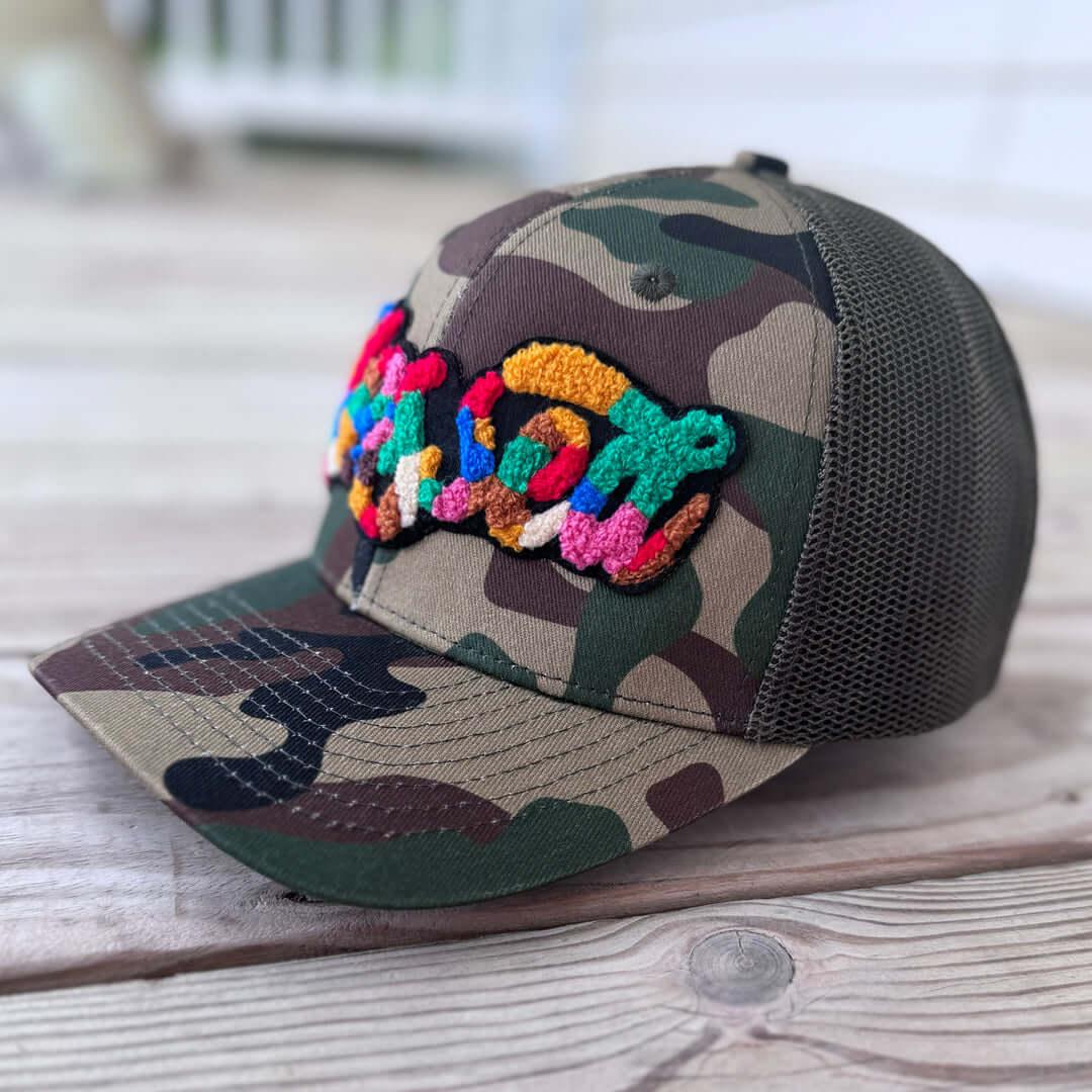 Chenille Blessed Camo Patched Hat - Rebel P Customs