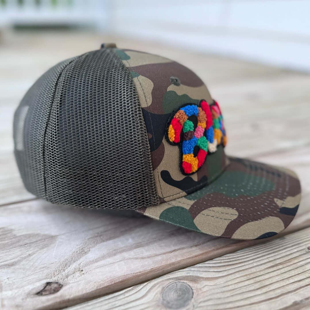 Chenille Blessed Camo Patched Hat - Rebel P Customs