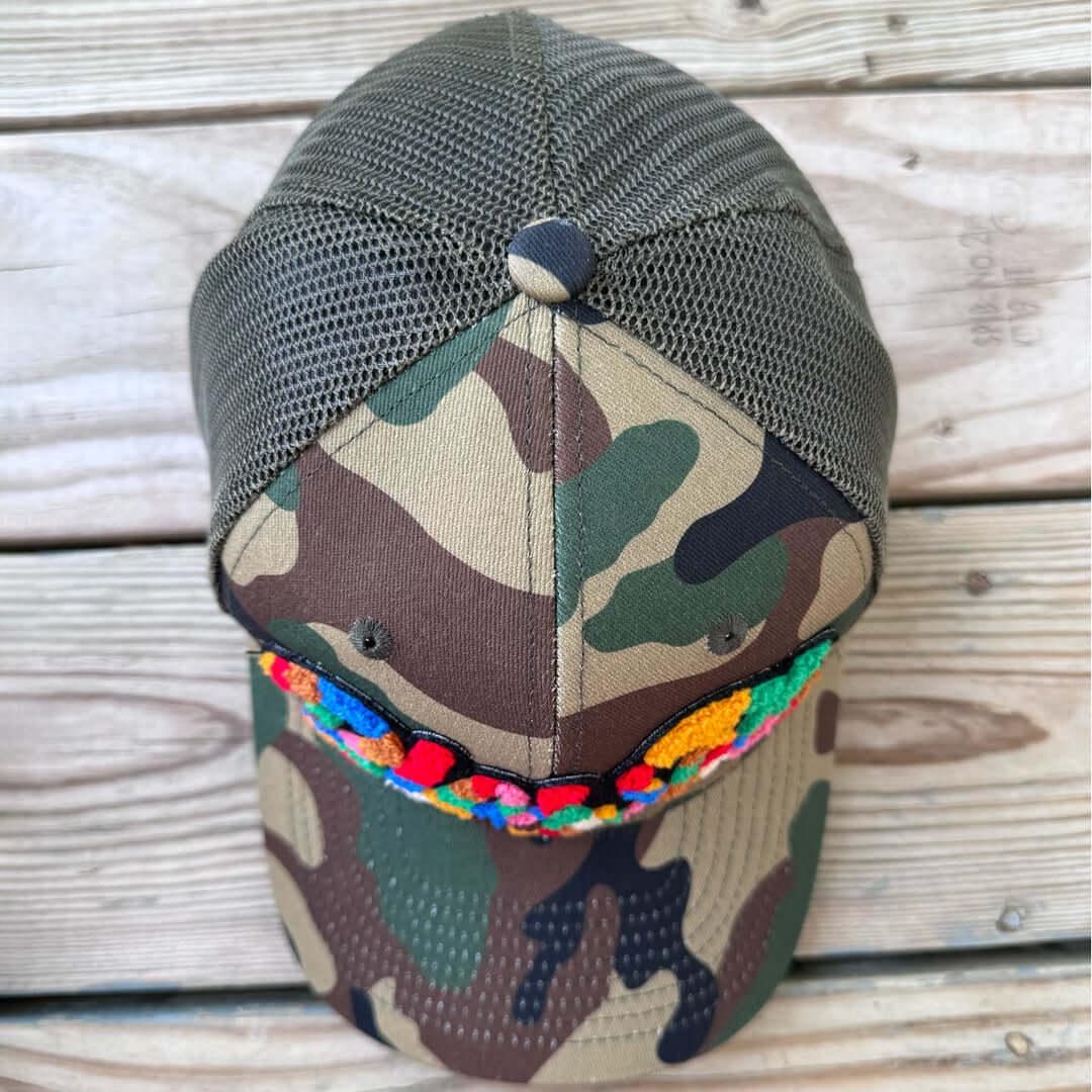 Chenille Blessed Camo Patched Hat - Rebel P Customs