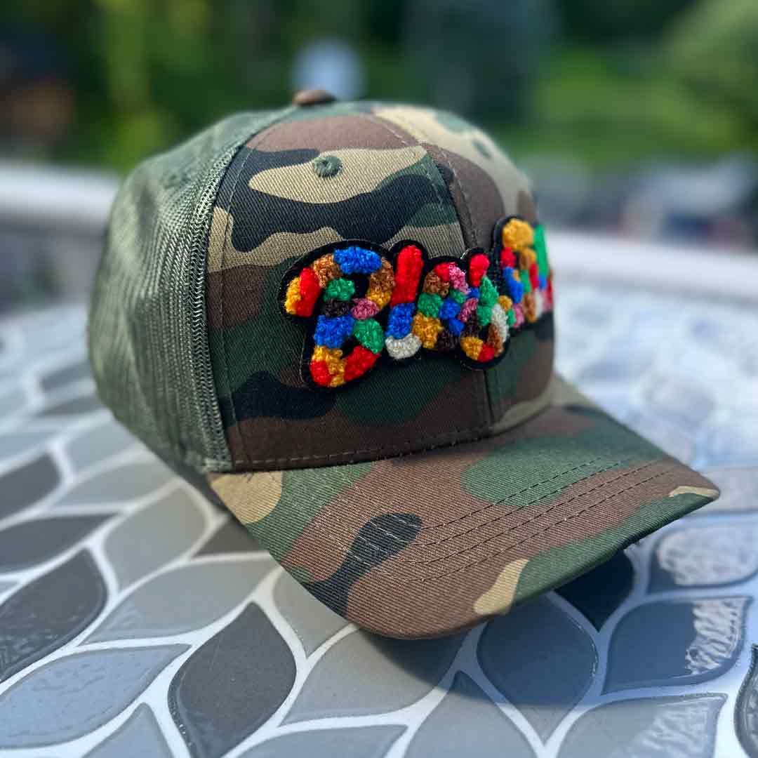 Chenille Blessed Youth Camo Patched Hat - Rebel P Customs