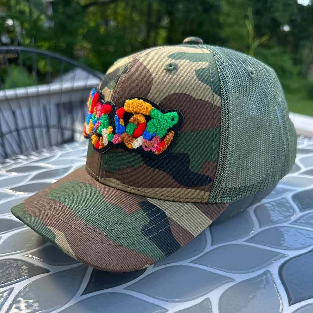 Chenille Blessed Youth Camo Patched Hat - Rebel P Customs