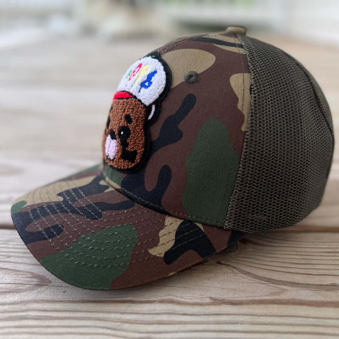 Chenille Dope Bear Camo Patched Hat - Rebel P Customs