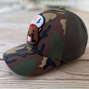 Chenille Dope Bear Camo Patched Hat - Rebel P Customs