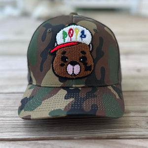 Chenille Dope Bear Camo Patched Hat - Rebel P Customs
