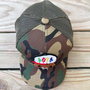 Chenille Dope Bear Camo Patched Hat - Rebel P Customs