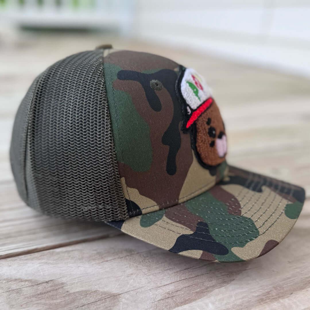 Chenille Dope Bear Camo Patched Hat - Rebel P Customs