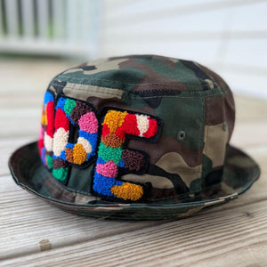 Chenille Dope Camo Patched Unstructured Bucket Hat - Rebel P Customs