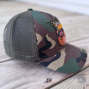 Chenille Dope Crown Bear Camo Patched Hat - Rebel P Customs